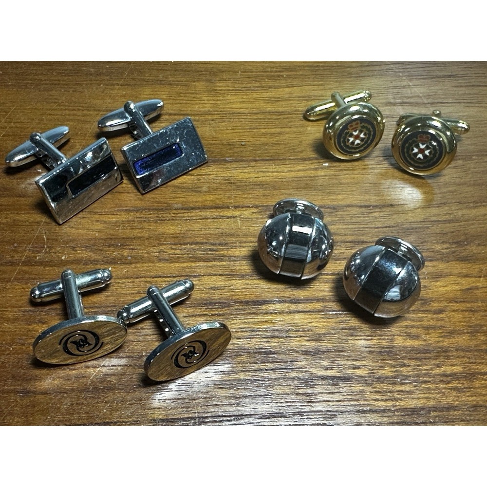 Lot of 4 Pairs Vintage Men's Cufflinks – Mixed Styles